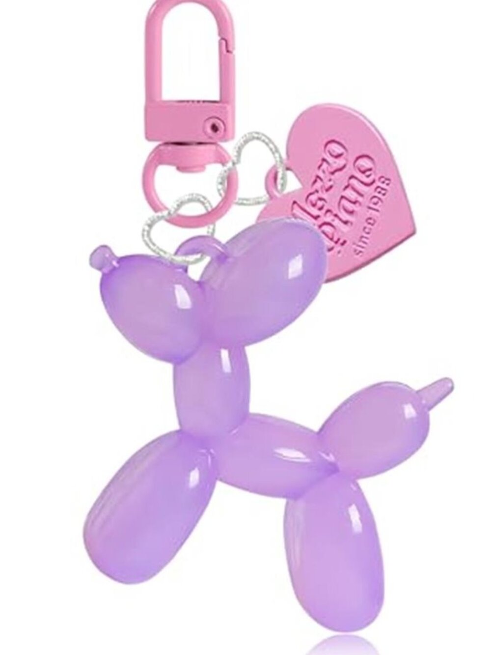 Purple Balloon Dog Bag Charm Resin Keychain Purse Accessory